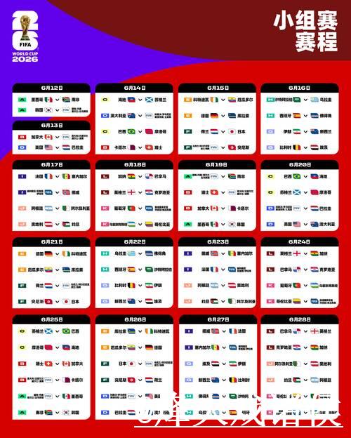 2026世界杯赛事时间安排一览表